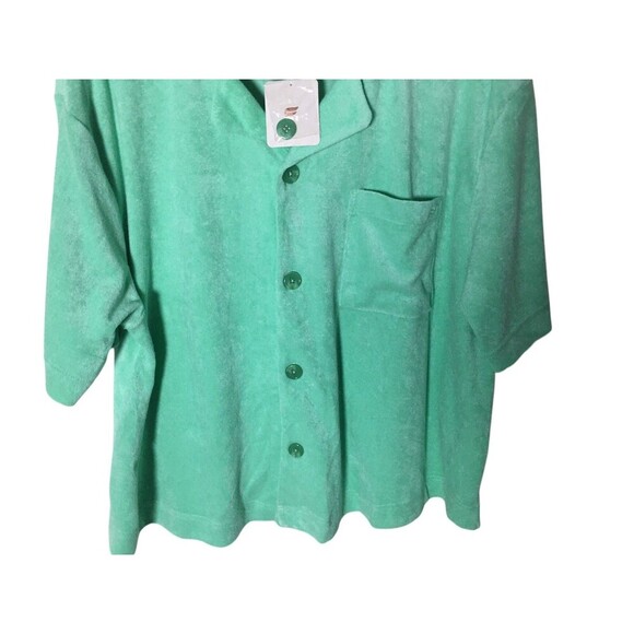 Fabletics Top Women's Size 1X Green Island Terry Cloth Button Up - Picture 4 of 8